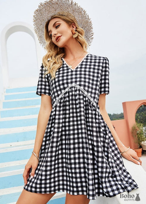 Boho Black And White Mini Dress Rowan